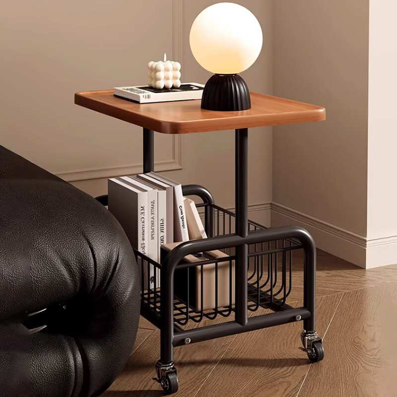 Zhuobo coffee table living room sofa side table tea table movable bedside table bedside table CJ38 walnut color