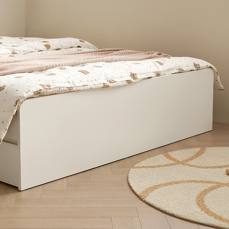 Quanyou Home Simple Cream Style Bedroom No Bedside Tatami 1.5m 2m Student Bed Storage Storage Panel Bed