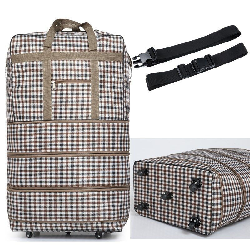 Nimense foldable waterproof 158 aviation checked bag Oxford cloth large-capacity luggage bag wheeled suitcase moving suitcase 30-inch fluorescent enhanced upgraded ball type 4-wheel free code lock