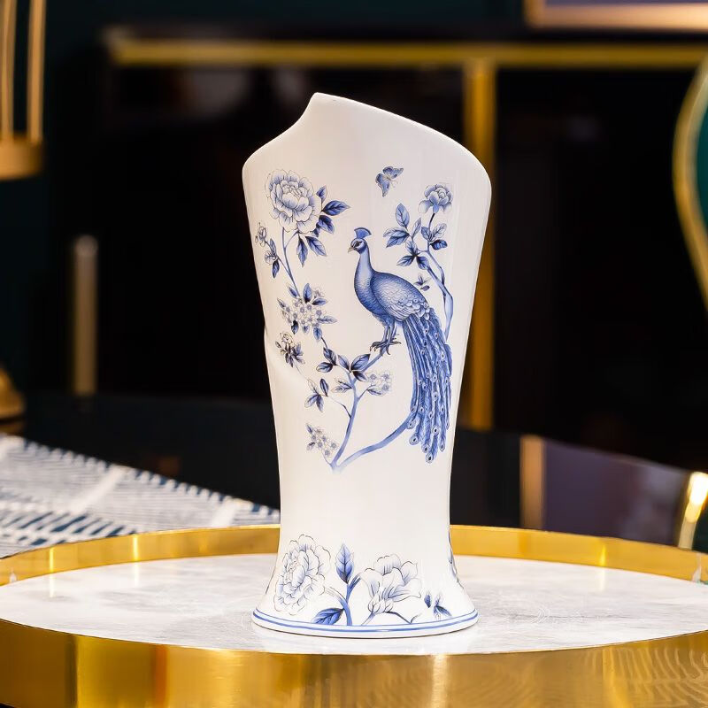 Fanchuang Jingdezhen Ceramic Chopstick Cage Kitchen Storage Rack New High-Looking Drainage Chopstick Container Household Knife and Fork Storage Box Peacock Southeast Flying Chopstick Container 1 No Specifications