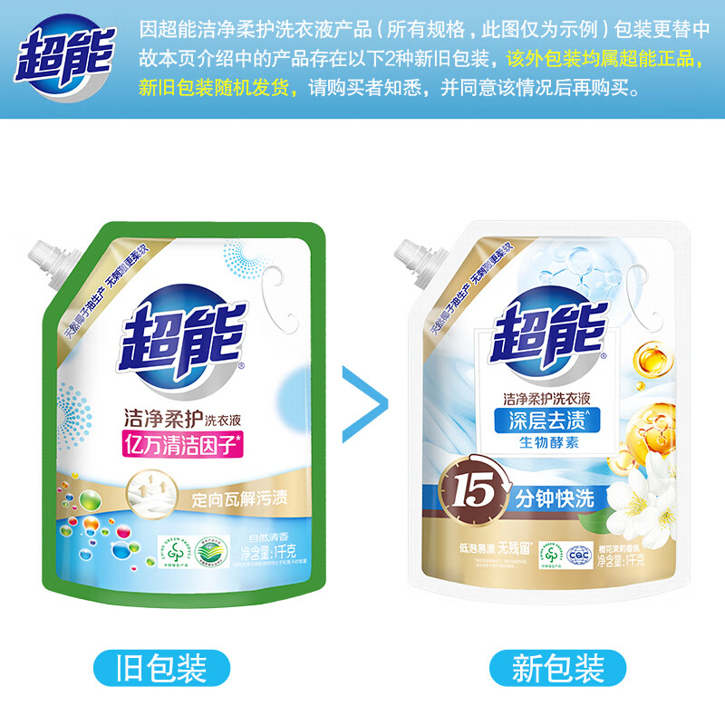 Super Clean and Soft Care Laundry Detergent Orange Blossom Jasmine 16kg box (1kg*8 bags) 15 minutes quick wash