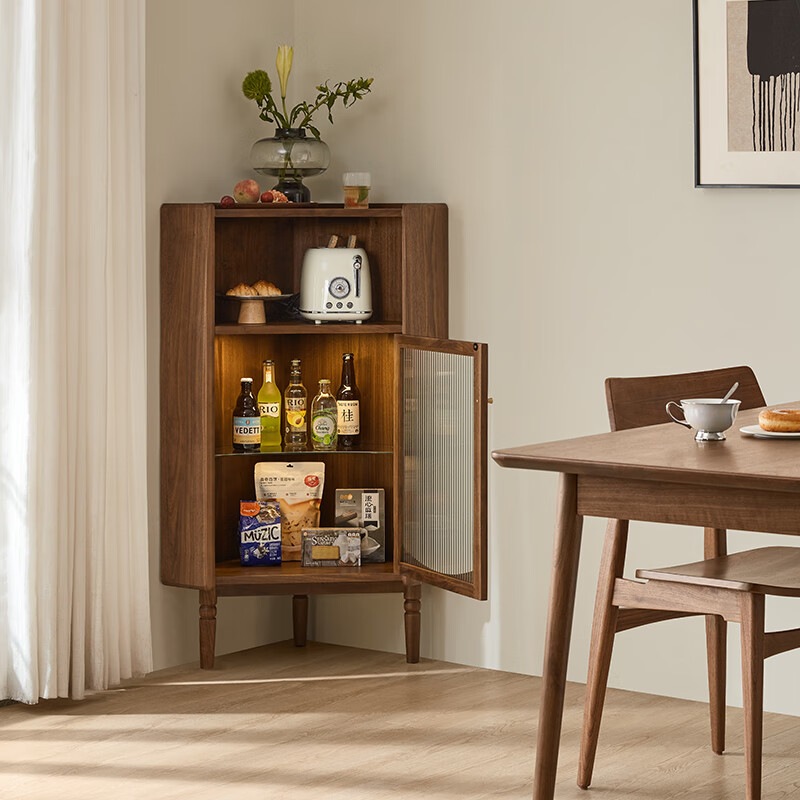 Kezitu pays attention to the Nordic living room solid wood triangle cabinet guest dining room corner corner wine cabinet multi-functional storage side cabinet storage cabinet timing corner cabinet complete installation