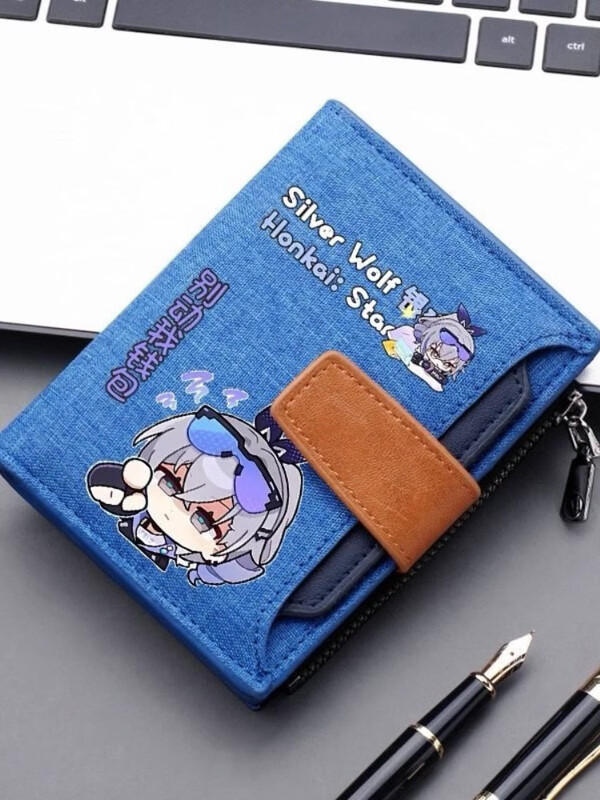Honkai Star Dome Railway Super Hacker Silver Wolf Peripheral Card Pack for Male and Female Teenagers College Students and High School Coin Purses Liuying-01 Random Gift-12.8*10cm