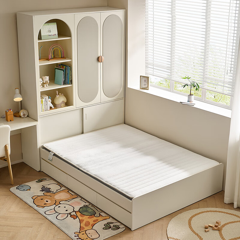 Quanyou Home Simple Cream Style Bedroom No Bedside Tatami 1.5m 2m Student Bed Storage Storage Panel Bed