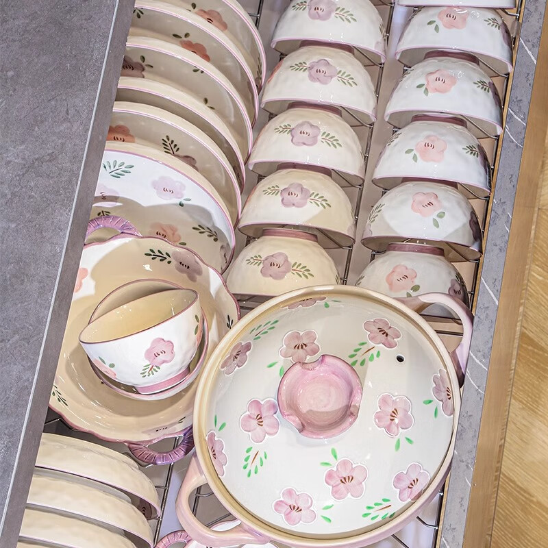 Persson bowl and dish set household good-looking bowls 2025 new high-looking bowls and plates Japanese fresh tableware set 4-person purple xuanhua gift box 18-piece set