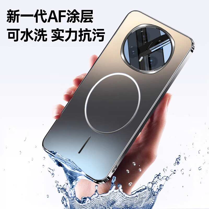 Yibu Kuandeng Ice Ring Magnetic Suitable for Honor magic8pro mobile phone case magic8 protective cover magnetic heat dissipation and anti-fall comes with lens film all-inclusive air bag anti-fall soft silicone model upgraded graphite black fine-grained magnetic suction-AR anti-reflection Honor magic8pro