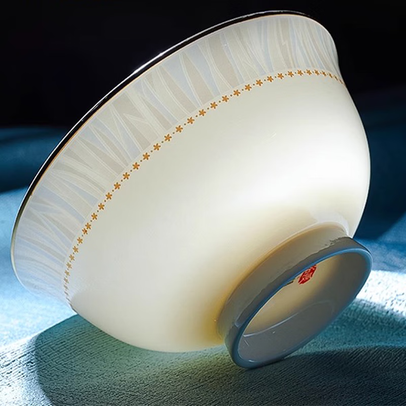 Ruxi Jingdezhen bowl set household 2025 new high-looking ceramic tableware complete set of bowls, plates and chopsticks as a housewarming gift Frozen 4-person soup bowl configuration 24-piece set