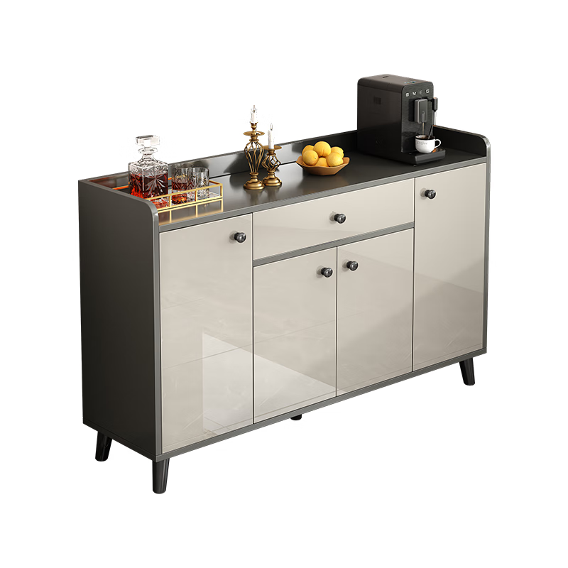 Konosu Light Luxury Sideboard Cupboard Living Room Wall Storage Cabinet Multi-Function Storage Cabinet Modern Simple Tea Cabinet Wine Cabinet Recommended Four Doors and One Drawer Sky Gray 120*34*98cm Self-installation