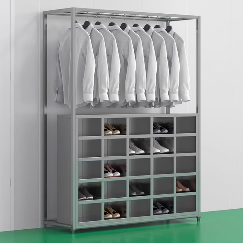 Baigang stainless steel clothes and shoes integrated cabinet dust-free and sterile purification workshop hangers factory workshop laboratory shoe cabinet coat and hat 201 clothes and shoes integrated 25-grid shoe cabinet
