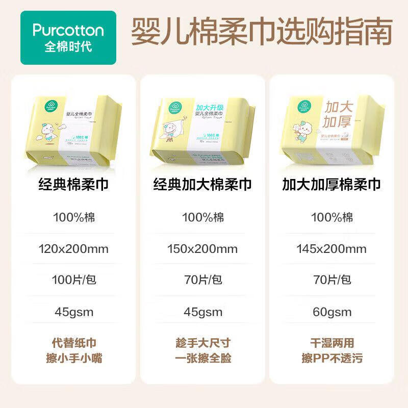 Cotton Era Sun Yingsha's same style baby cotton soft towel 100% pure cotton wet and dry face washcloth 100 puffs * 6 pack