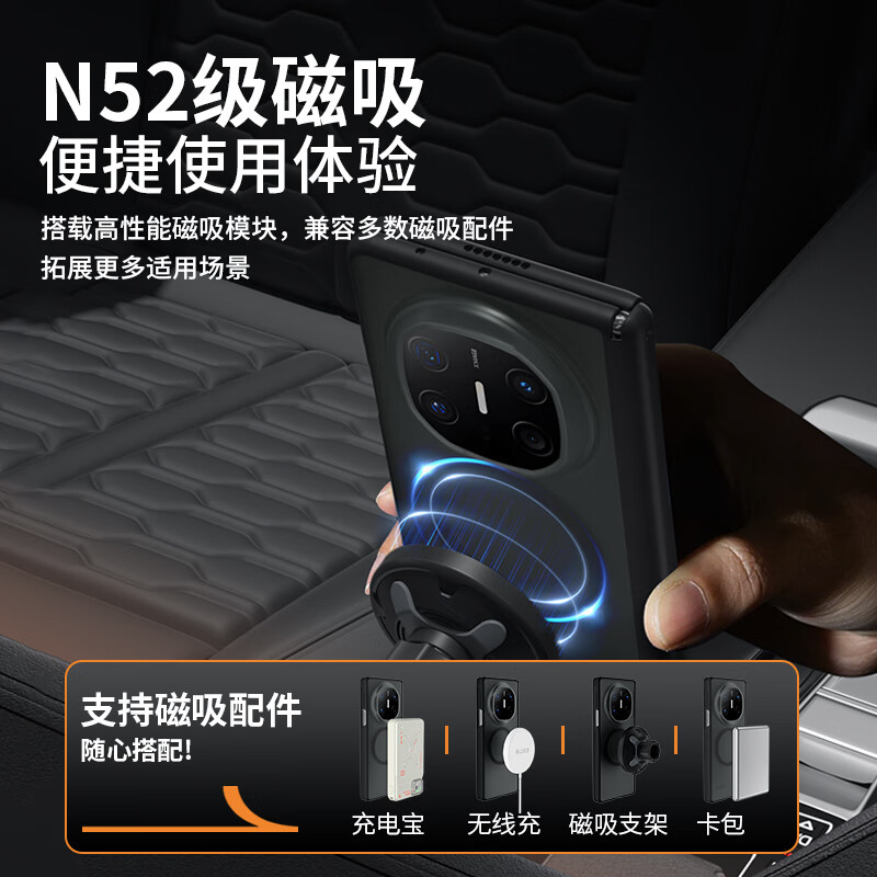 Mr. Blue Monkey is suitable for Huawei matex6 mobile phone case, matex6 collector's edition protective case, skin-sensitive magnetic suction shaft, orange label, skin-friendly, anti-fall and wear-resistant mobile phone protective cover, black