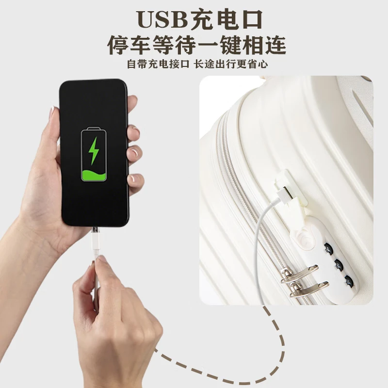 Luggage trolley case student suitcase combination lock strong and durable 20 inches 22 inches 24 inches 26 inches men's and women's suitcase milk white basic model 90% area next day delivery 20 inches no hooks no side handles - can board the plane