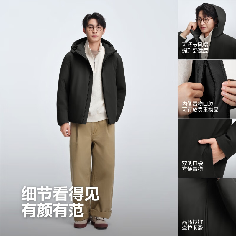 Bosideng 25 Years Down Jacket Men's Autumn and Winter 90 Fleece Thin Hooded Loose Short Liner Commuting Warm Jacket