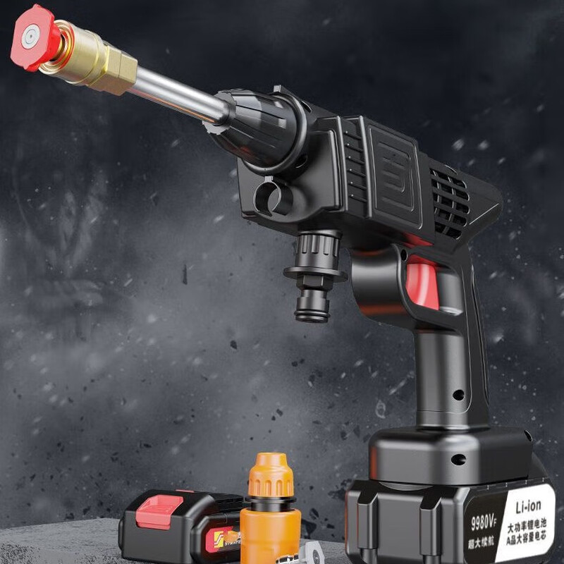 The most popular model on the whole network, Hanboshi high-power long-lasting water spray gun, household scrubbing high-pressure water gun artifact 220v wireless household cleaning water gun, car washing machine, car washing water gun 12V 3 cells 1 battery 1 charge + carton + 10 meters water pipe