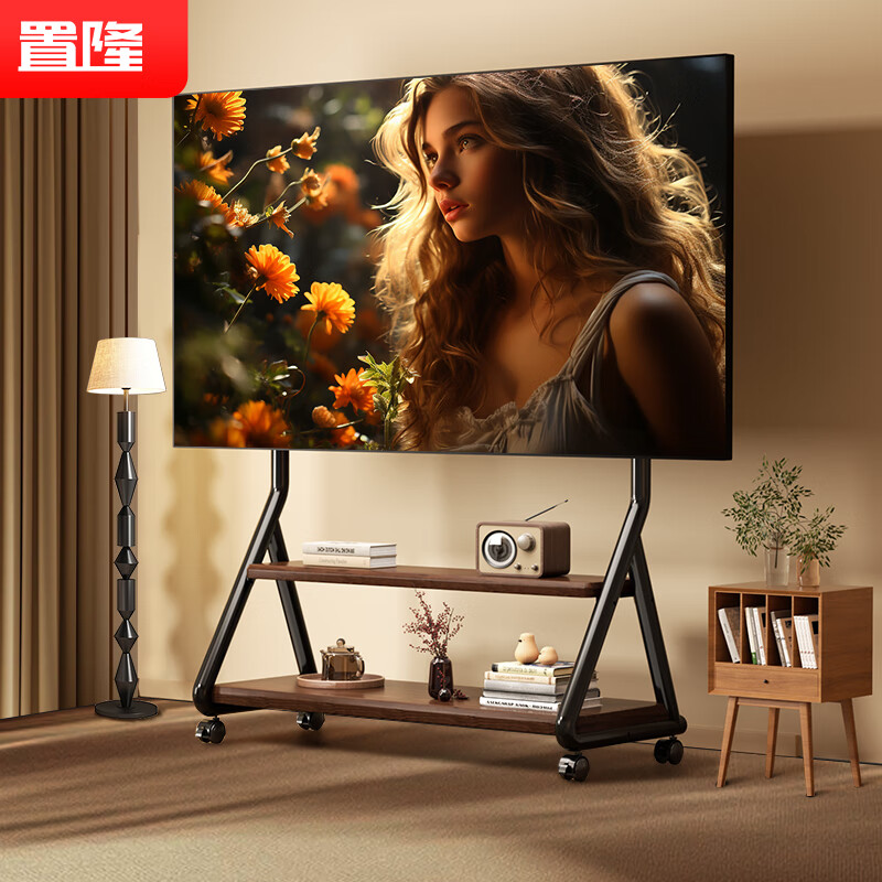 Chilong mobile TV stand art TV stand floor-standing TV cart 55-86 inches suitable for Sony Hisense Huawei Skyworth and other TVs universal TV hanging rack 5-86 inches丨A new paradigm of double-layer storage