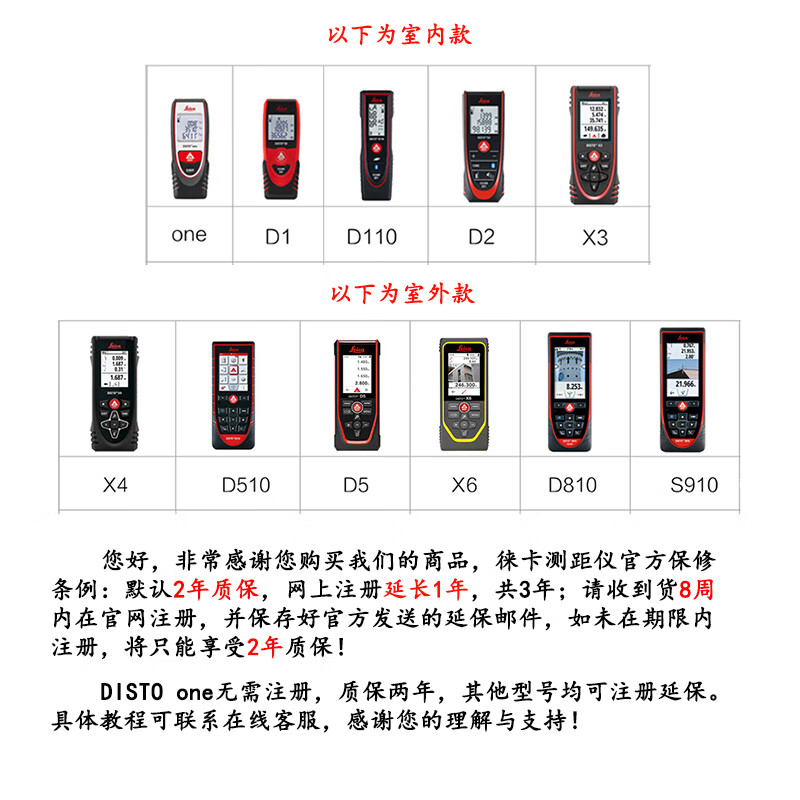 Leica laser rangefinder D110D2 room measuring instrument electronic ruler 100 meters high-precision handheld infrared Leica real estate D2 (100 meters distance measurement + area + volume + hook