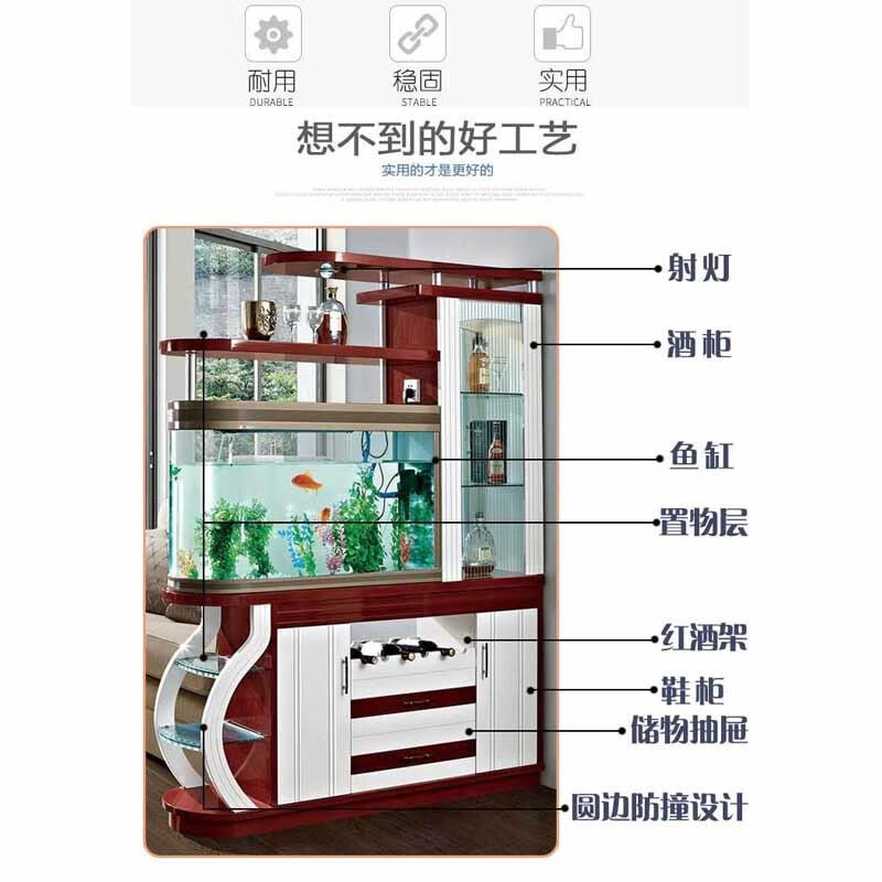 Kongjiang Partition Cabinet Living Room Home Porch Cabinet Modern Simple Multi-Function Home Storage Rack Wine Cabinet Double-sided Fish Tank Screen F Solid Wood Model 1.1 Meter Black and White Matching (Installation Included)