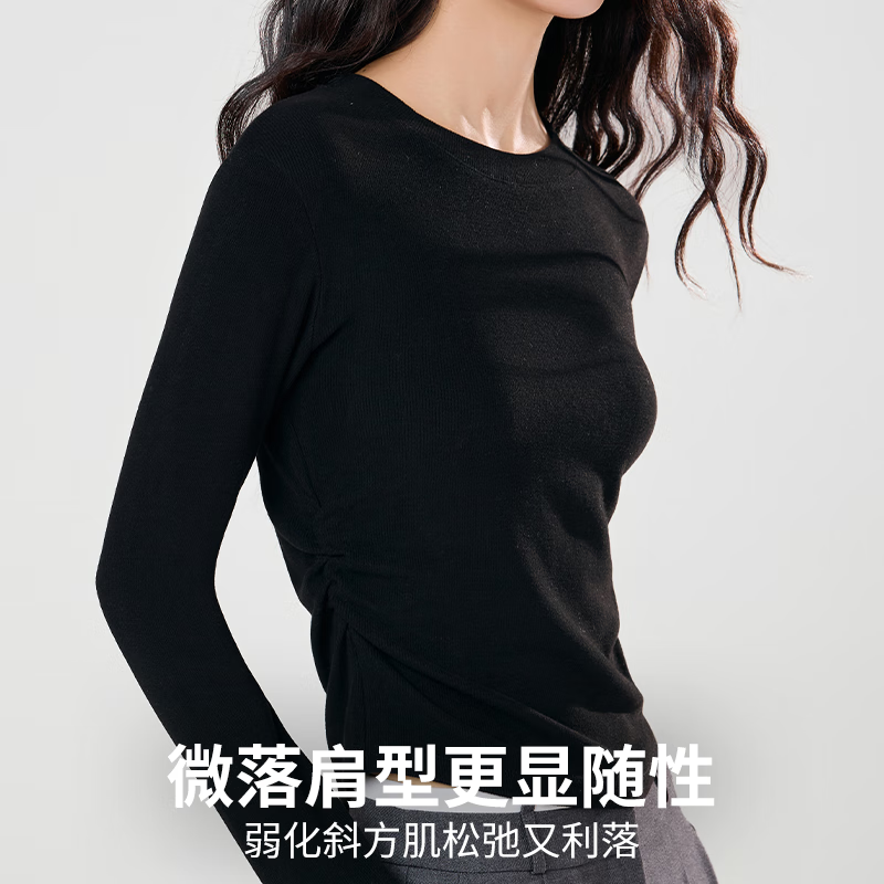 Catman long-sleeved T-shirt women's round neck knitted bottoming shirt 25 years new spring and autumn inner wear outer slimming top