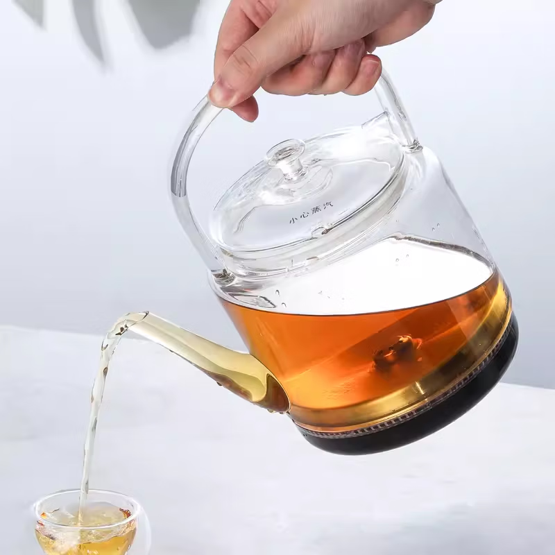 Yami Ou Hongyan fully automatic electric teapot double probe bottom water high borosilicate glass universal kettle bottom water refining kettle black 1L