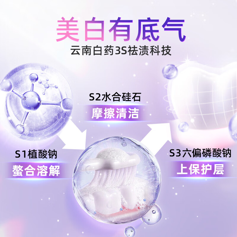 Yunnan Baiyao's new product, Light Diamond White Toothpaste Gift Box, removes yellowing, removes stains, anti-allergic, whitens, freshens and repairs 4 tubes, total 420g