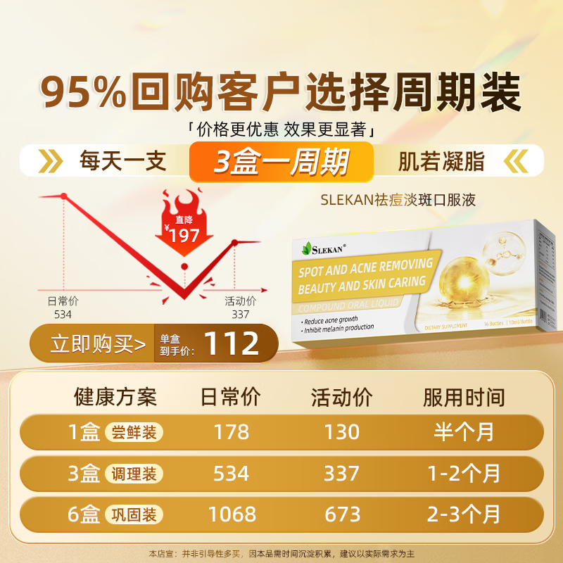 SLEKAN Collagen Peptide Centella Asiatica Anti-acne Whitening Repair Acne Scars Pimples Soothing Beauty Oral Liquid