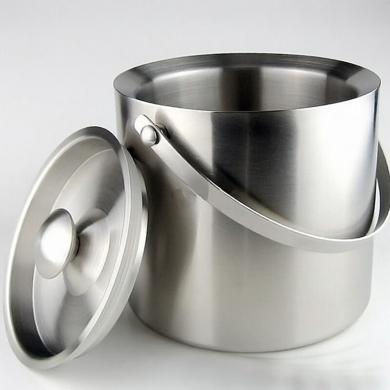 ZWILLING Zwilling 304 stainless steel ice bucket double-layer thickened handle insulated ice bucket household with lid red wine beer large 3L double-layer thickened 304 ice bucket with ice clip