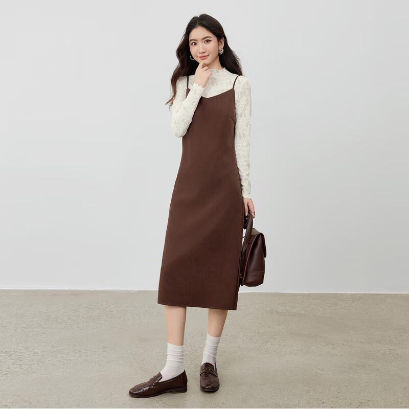 Shandubila autumn gentle age-reducing women's suit half-high collar hollow stretch lace bottoming shirt with V-neck suspender dress