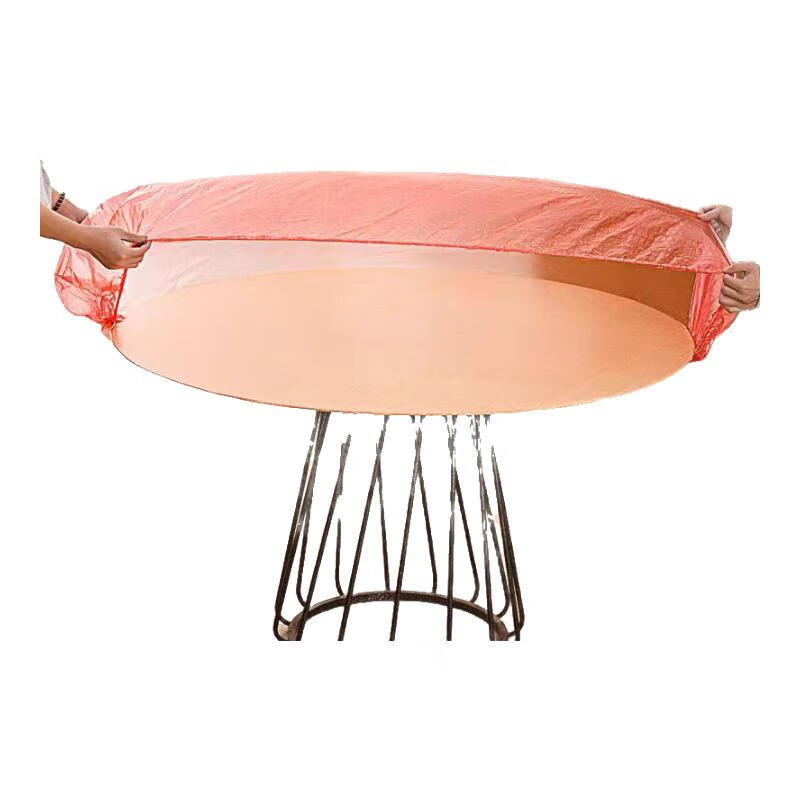 Disposable drawstring tablecloth with waterproof and oil-proof extra thick no-wash plastic film round table dining table tablecloth table camping 1.8m red 10 pieces stretch length 2.83m