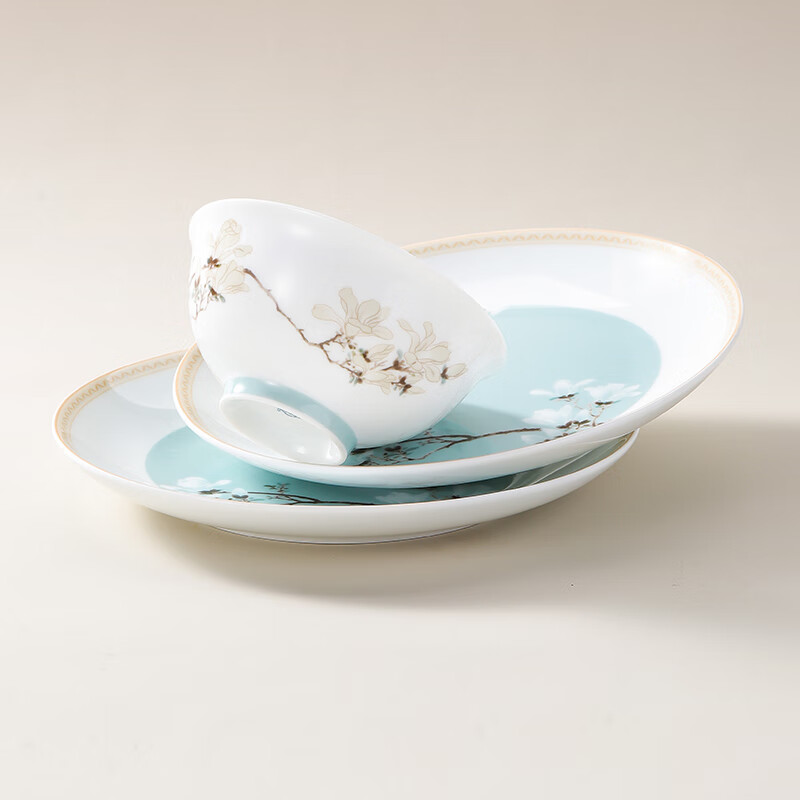 Tao Xichuan CERAMIC ART AVENUE Jingdezhen ceramic Chinese color tableware set Magnolia fragrance national color edible household bowls and plates porcelain housewarming gift Magnolia fragrance 4 people food family version gift box 8 pieces