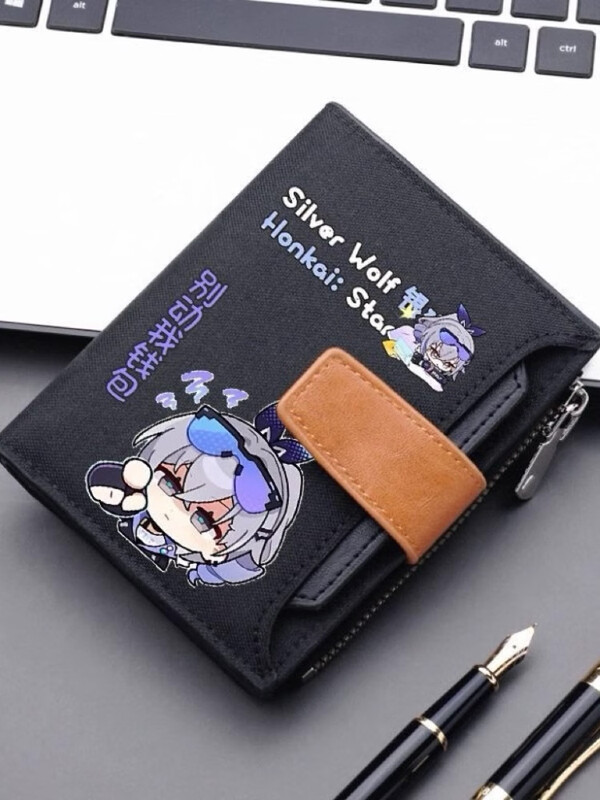 Honkai Star Dome Railway Super Hacker Silver Wolf Peripheral Card Pack for Male and Female Teenagers College Students and High School Coin Purses Liuying-01 Random Gift-12.8*10cm