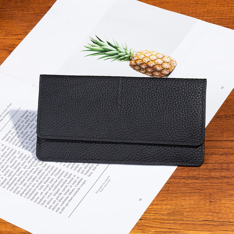 Sephoron New Year Ultra-Thin Long Folding Wallet Unisex 2026 New Genuine Leather Multi-Slot Card Holder Banknote Clip Dark Green-First Layer Cowhide Gift Box Packaging