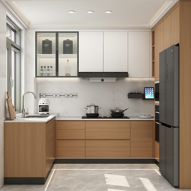 Oluoxun customized Shenzhen integrated kitchen cabinets customized Hong Kong small apartment customized cabinets marble stove whole house furniture white