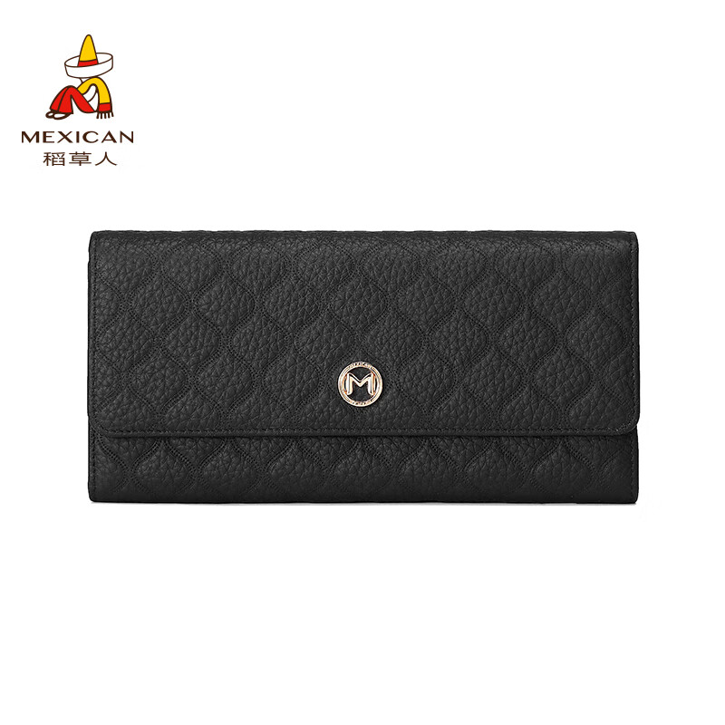 Scarecrow First Layer Cowhide Wallet Women's 2026 New Large Capacity Long Wallet Wallet Women's Card Bag High-end Clutch Black-A Wallet