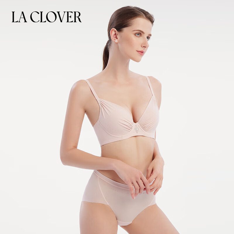 LA CLOVER14SS Diamond Kiss Series Women's Simple Glossy Bra Set LC2023110 Pink 75B 165