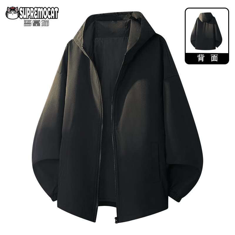 My Emperor Cat American Trendy Hooded Jacket Autumn New Loose Casual Jacket Men's Couple Sports Top WJ04 Black L