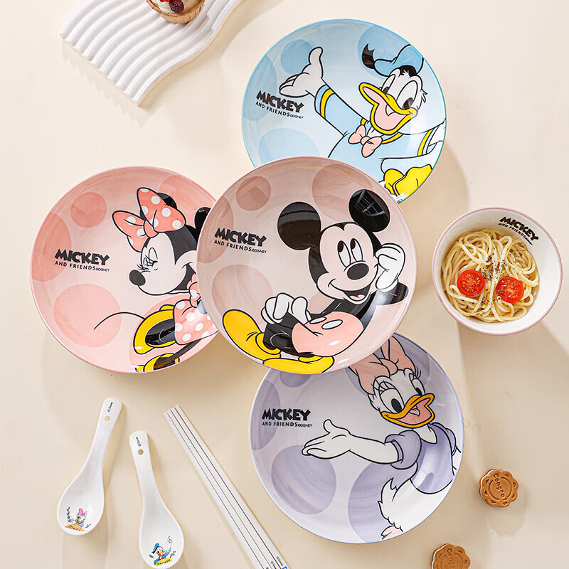 Disney 8-inch deep plate, cute cartoon ceramic underglaze color, high temperature resistant and high-temperature, good-looking dish for children and girls Leyou 8-inch plate-Donald Duck No specifications