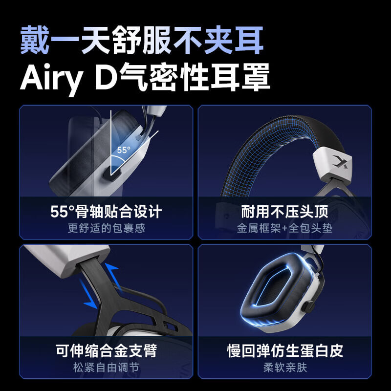 Siberia (XIBERIA) K03S 2.4G wireless gaming headset, Bluetooth wired four-mode computer e-sports mobile game headset, ultra-long battery life display, fps listening position, Panda White Advanced Edition | 2000mAh | Play while charging