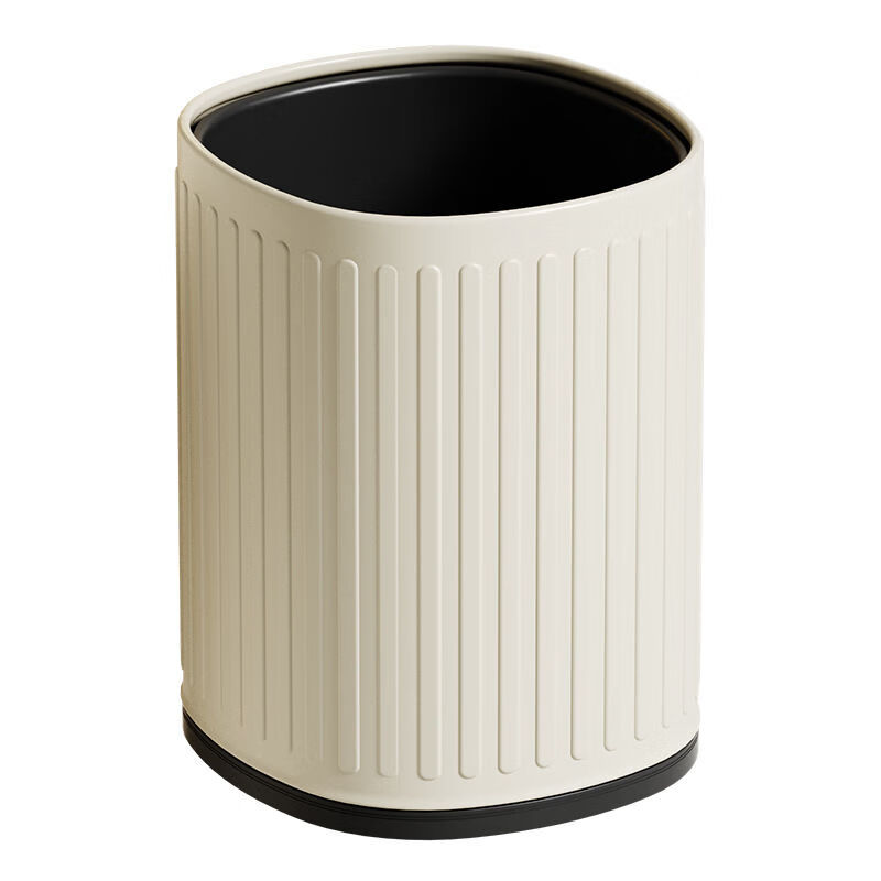 Room trash can household high-looking living room kitchen retro double-layer bathroom toilet light luxury without cover bedroom office 16L square cream white