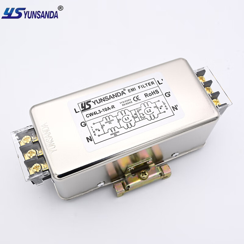 YS YUNSANDA single-phase double-pole three-pole high-performance rail-type power filter 220v AC anti-dry CW4L3-10A-R three-pole rail