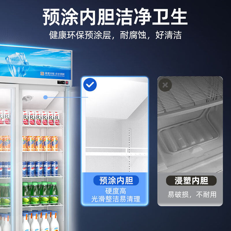 Star display cabinet refrigerated fresh-keeping cabinet air-cooled frost-free beverage refrigerator three-door display cabinet commercial large-capacity supermarket beer and fruit cold drink display cabinet LGC-1500WDE