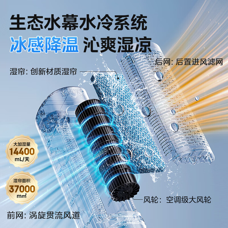 Midea Cooling Choice Home Air Conditioning Fan Intelligent Voice Cooling Fan Negative Ion Purification Silent Floor Cooling Air Cooler Water Cooling Tower Fan Powerful Cooling Small Air Conditioner ACA10TJR
