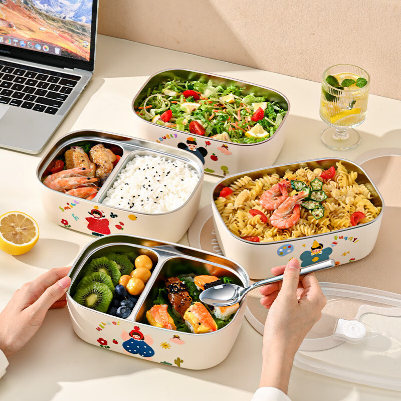 COOKSS lunch box 304 stainless steel lunch box portable office worker primary school students insulated lunch box can be microwaved lunch box lunch box