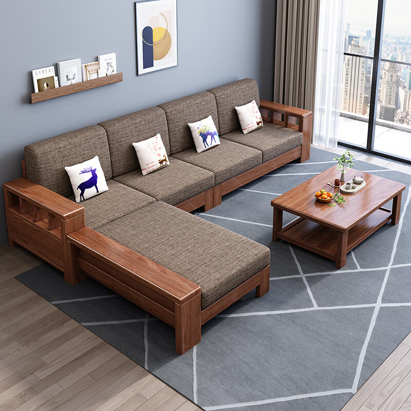 Yangyi walnut full-cover sofa living room combination Chinese style winter and summer dual-purpose large and small apartment furniture sofa F2205# full-cover sofa