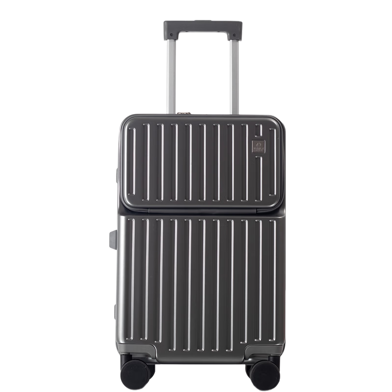 World Geographic Front Opening Luggage Men's and Women's Universal Wheel Travel Code Trolley Case Boarding 20 Inch Black Iron Gray