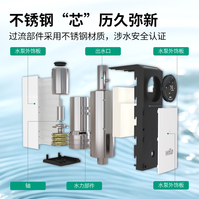 Wilo (WILO) booster pump permanent magnet frequency conversion home fully automatic whole house light sound constant pressure booster villa large flat floor self-built house Sky-52 new model launched official standard configuration