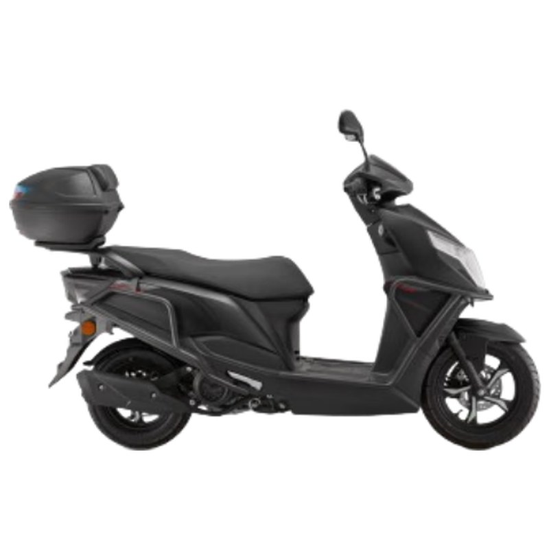 Qianjiang Xun 125 fuel motorcycle, pedal commuting, fuel-saving scooter, cost-effective, guardrail + trunk, starry night black