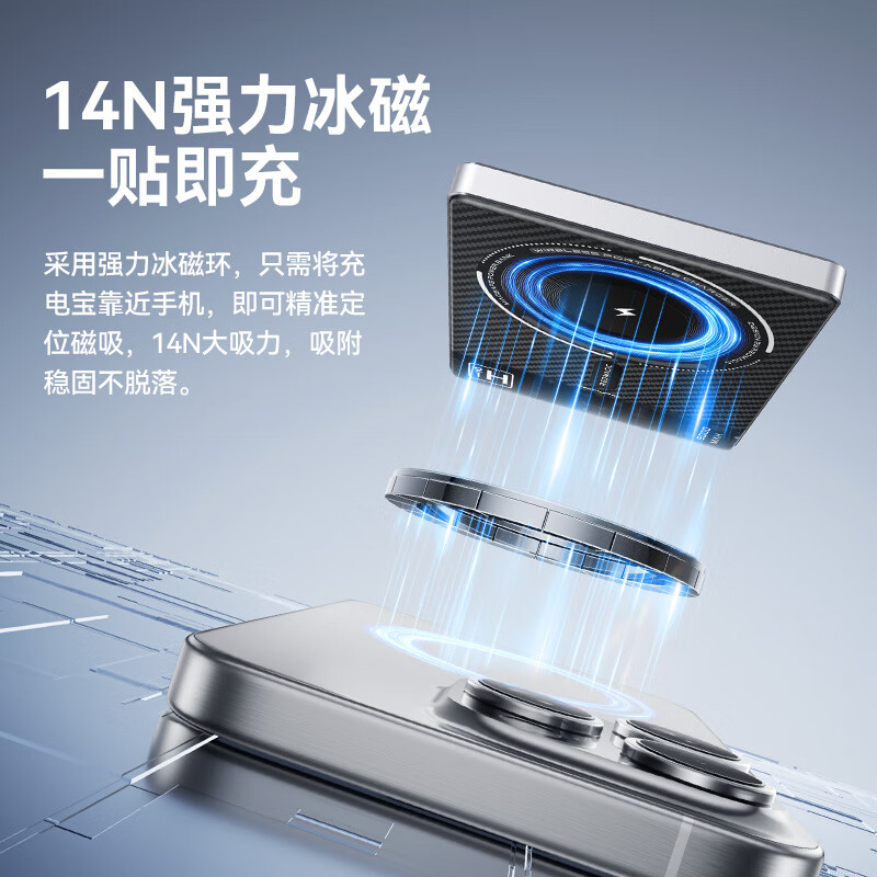 Nubia Red Magic 45W magnetic energy card Apple 17ProMax power bank compatible with 40W 3C/Qi2 certification 15W wireless fast charging MagSafe can be used on airplanes 10000 mAh