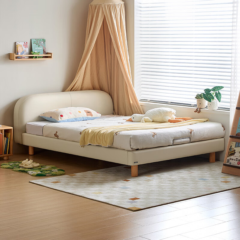 Lin's home children's bed 1.2m Montessori platform bed small apartment bedroom first layer cowhide bed