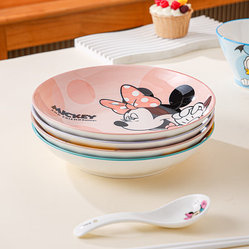 Disney 8-inch deep plate, cute cartoon ceramic underglaze color, high temperature resistant and high-temperature, good-looking dish for children and girls Leyou 8-inch plate-Donald Duck No specifications