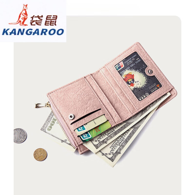 Kangaroo (KANGAROO) genuine leather wallet for women summer 2025 new clutch bag multifunctional large capacity short simple wallet for women green